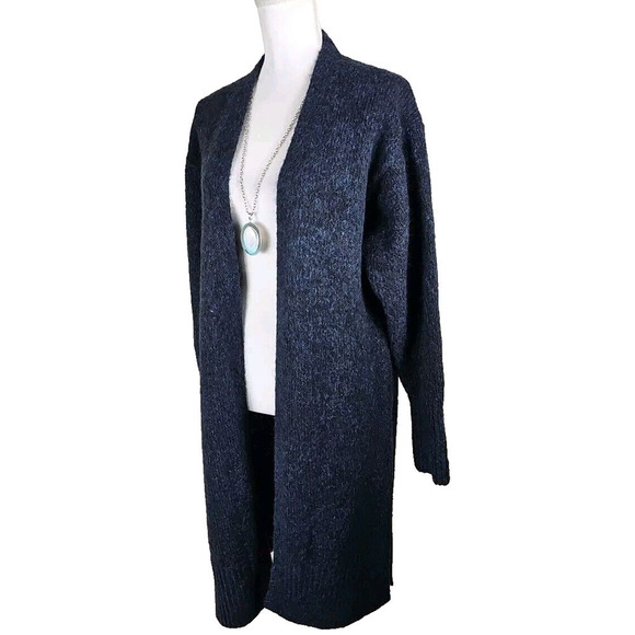 ZARA ~Woman XS-S~ Navy Blue Knit Long Open Front Oversized Coatigan Sweater NWT. - Picture 1 of 10